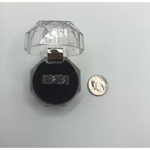 Vintage Enamel Flower Clover Shape Ring Size 7 - Picture 4 of 5